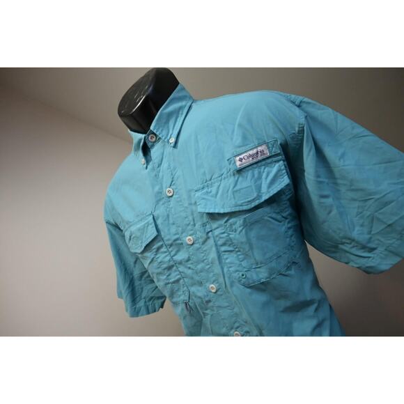 Columbia PFG Vented Fishing Shirt Omni-Shade Blue Short Sleeve Mens Sz Small - Picture 1 of 12